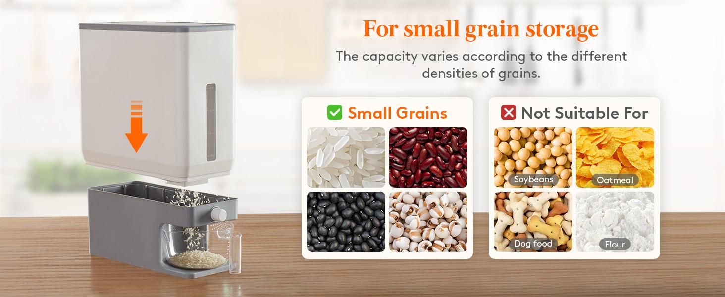 Lifewit Rice Container, Airtight Dispenser with Visible Barrel, Moisture Proof Storage for Grains, Flour, Soybean, Dry Food BPA-Free Utensils