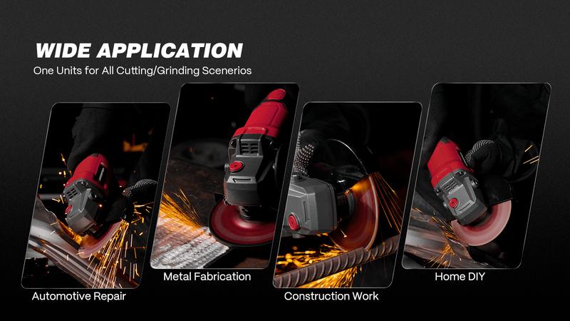 ARCCAPTAIN Angle Grinder Kit, 4-1/2 to 5",【Paddle Switch】9500RPM 1200W Brushless Power Motor Cordless Angle Grinder with 2PCS 4.0AH Batteries, 180°Rotatable Grinder Tool for Cutting/Grinding/Polishing, Holiday Haul, Best Christmas Gift for Men and Dad