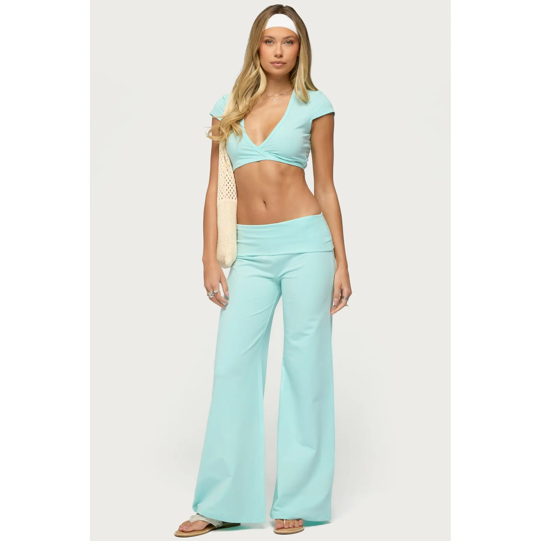Wide Leg Foldover Pants