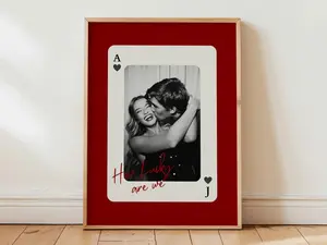 [Sale off up to 65%][Free Ship][No Frame] Custom Playing Card, How Lucky are We Print, Personalized Prints for him, Anniversary Gift for Boyfriend, Couple Picture Frame, DIY Canva