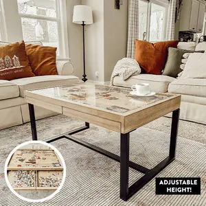 Puzzle Coffee Table with Drawers
