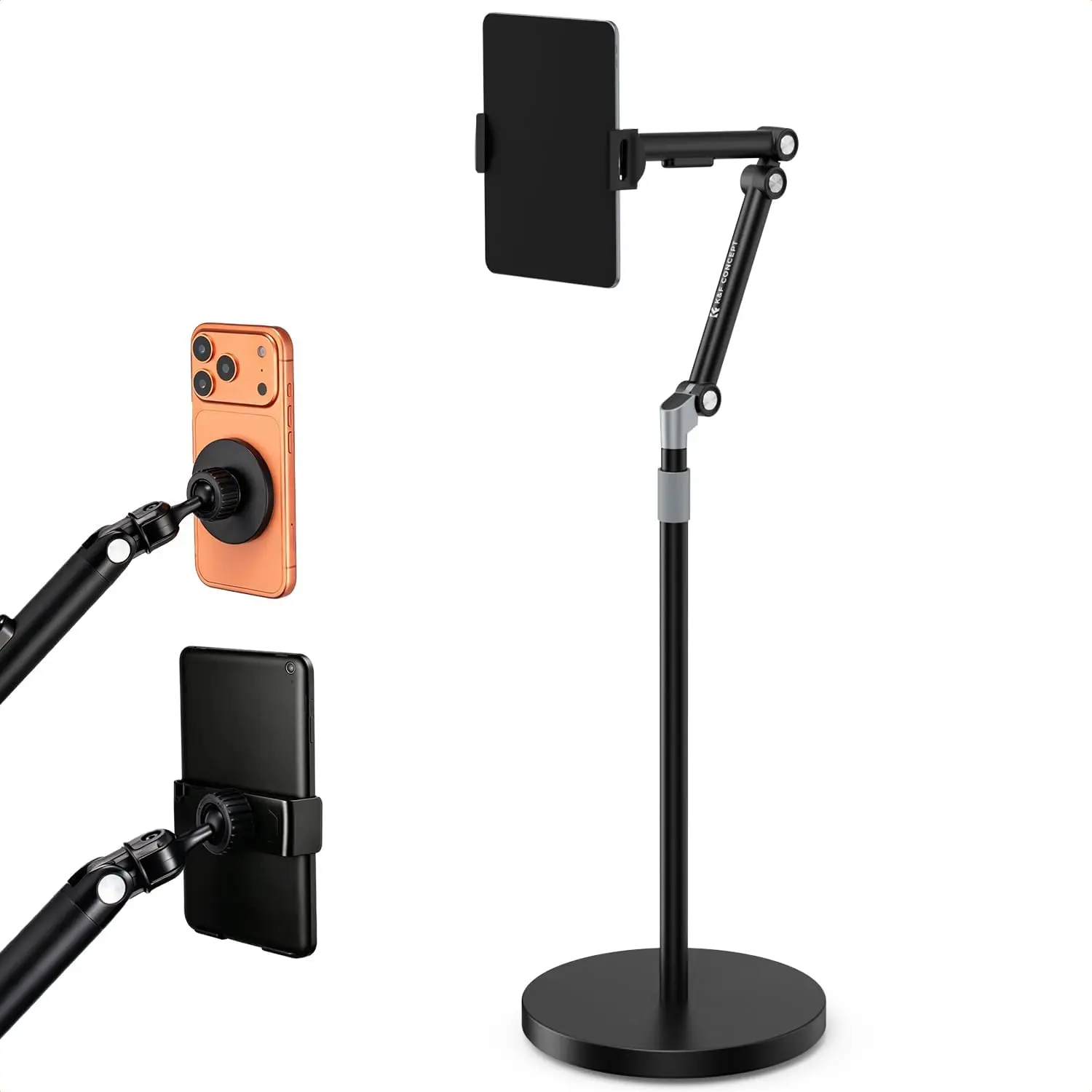 K&F CONCEPT Magnetic Floor Stand for iPad/Tablet Phone, Live Streaming Dedicated, Bedside Mobile Phone Holder, Lazy Stand for Lying in Bed