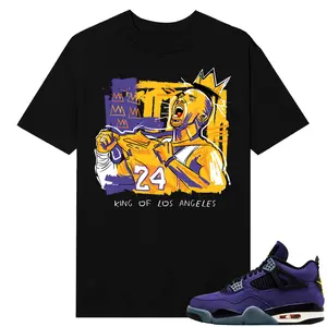 Unisex T-shirt To Match Sneakers Jordan 4 Purple and Gold Sportswear - Mamba Basquiat. 100% Cotton for Casual Wear. Comfortable Summer Unisex T-Shirt to match Jordan Sneaker. Streetwear Style. urban outfitters Los Angeles Basketball Style