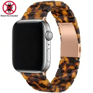 Fashion Resin Watch Band / Case Compatible with Apple Watch Series 11-1 & SE 3-1, Ceramic Style Link Strap / Hollow Bumper Cover for iWatch 46mm 45mm 44mm 42mm 41mm 40mm 38mm