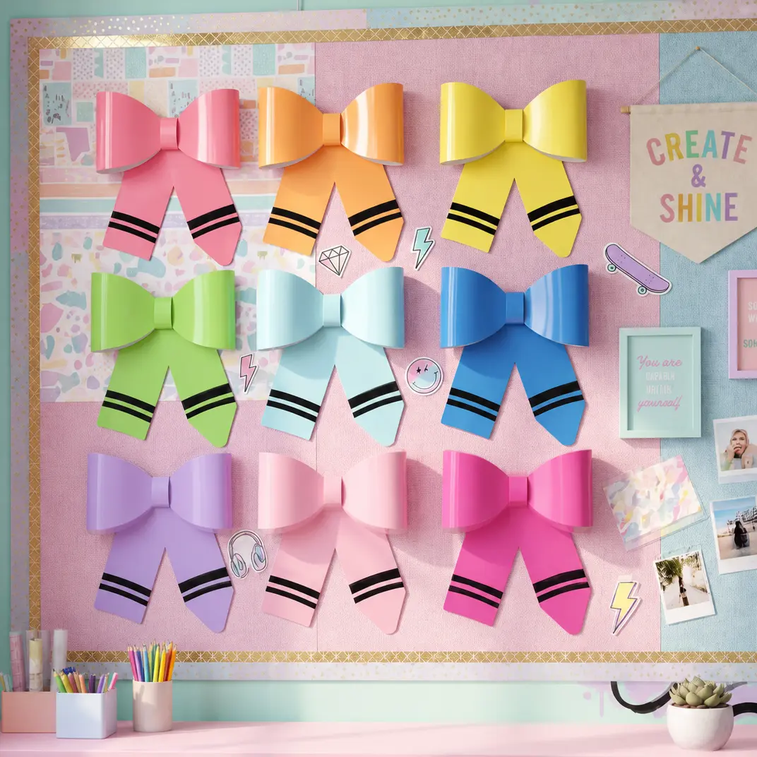 3D Crayon Bow Decor - Large Bow with Pencil & Composition Notebook Design, Back to School Shopping Supplies Trend Wall Art, Cute Decor for Bulletin/Chalk/Whiteboards, Teachers’ Classroom Setup, School Shopping Essentials, Cute Classroom Decorations