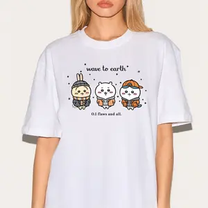Chiikawa Hachiware Usagi Wave to earth Shirt, Cute Japanese Anime Manga Inspired Shirt, Unisex Shirt, Birthday gift for Men Women