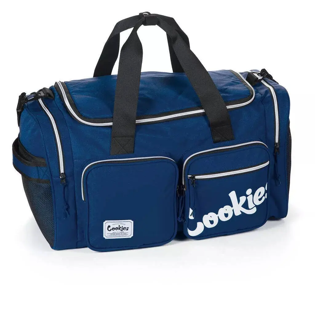 Cookies Heritage Smell-Proof Duffel Bag - Hangable, Multi-Compartment Travel Luggage with 2 Pockets, Jacquard Logo Carrying Straps & Carry Handle