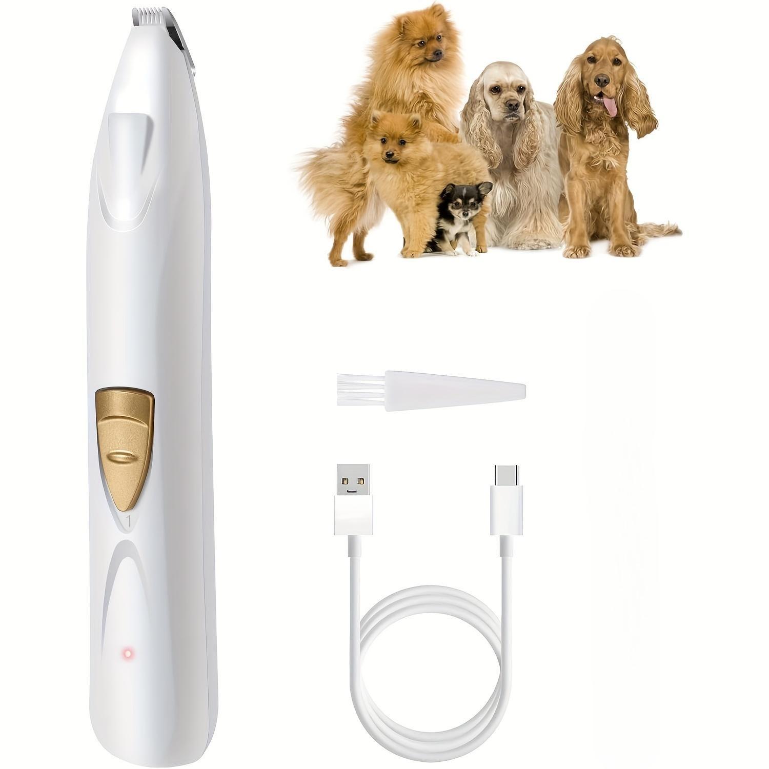 Electric dog paw trimmer, dog scissors with LED light, USB rechargeable professional dog grooming kit, cat and dog shaver, pet eyes, face, ears, paws