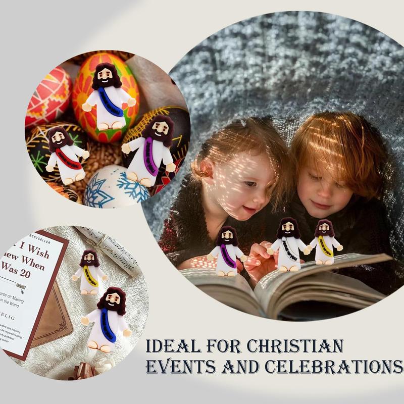 Bememo 30 Pcs Little Jesus Figures Original Design Jesus Love You Mini Rubber Toys to Hide and Seek Christmas Religious Party Favors Sunday School Baptism Gifts(Lively Colors)