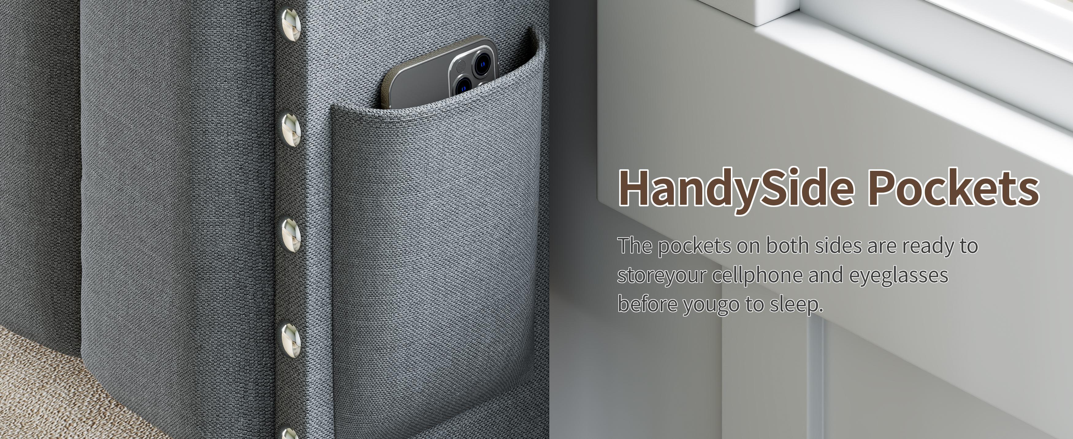 TryLazy Upholstered Flatform Bed Frame with 4 Storage Drawers No MATTRESS Queen Size Wood Slats Holds 900lbs No Noise No Box Spring Needed Full King Twin White Rivet Design USB Socket