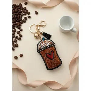 Rhinestone Coffee Frappe Keychain: Cute Coffee Lover Gift