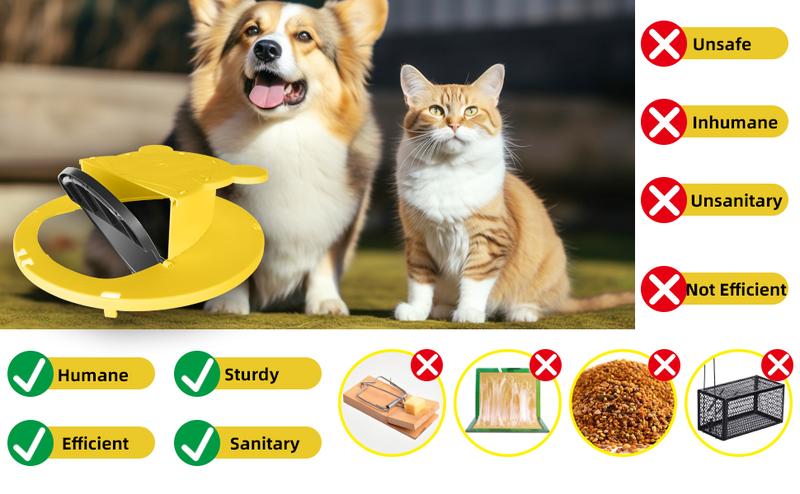 Mouse Trap Bucket 4-Pack ABS Material Durable Multi-Catch Auto-Reset Humane Lethal Rat Trap for 5 Gallon Bucket Indoor Home Use