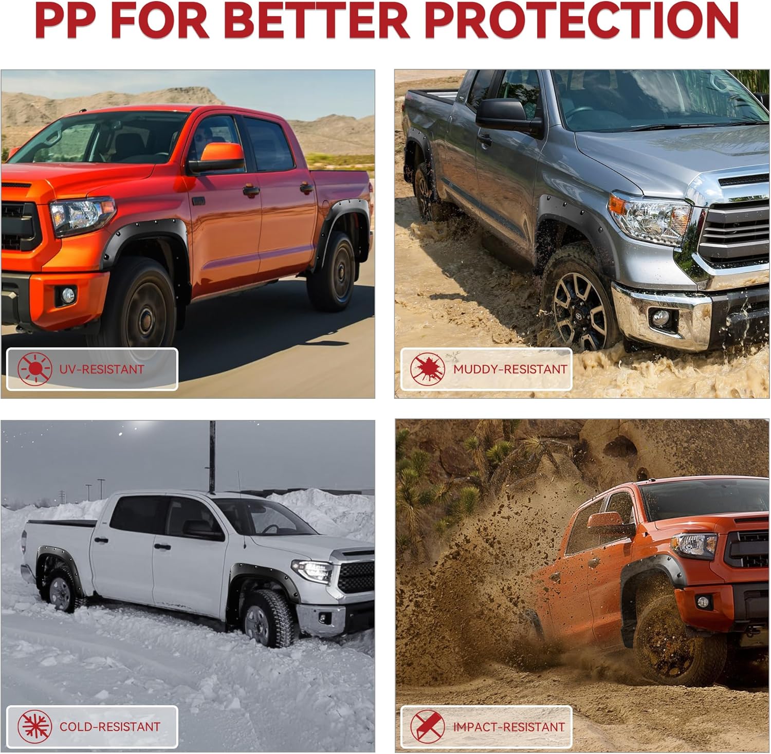 YITAMOTOR Fender Flares, Compatible with 2008-2010 Ford F-250 F-350 Super Duty, Smooth Black Finish Front Rear Wheels Pocket Rivet Style Resistant Mud Flaps