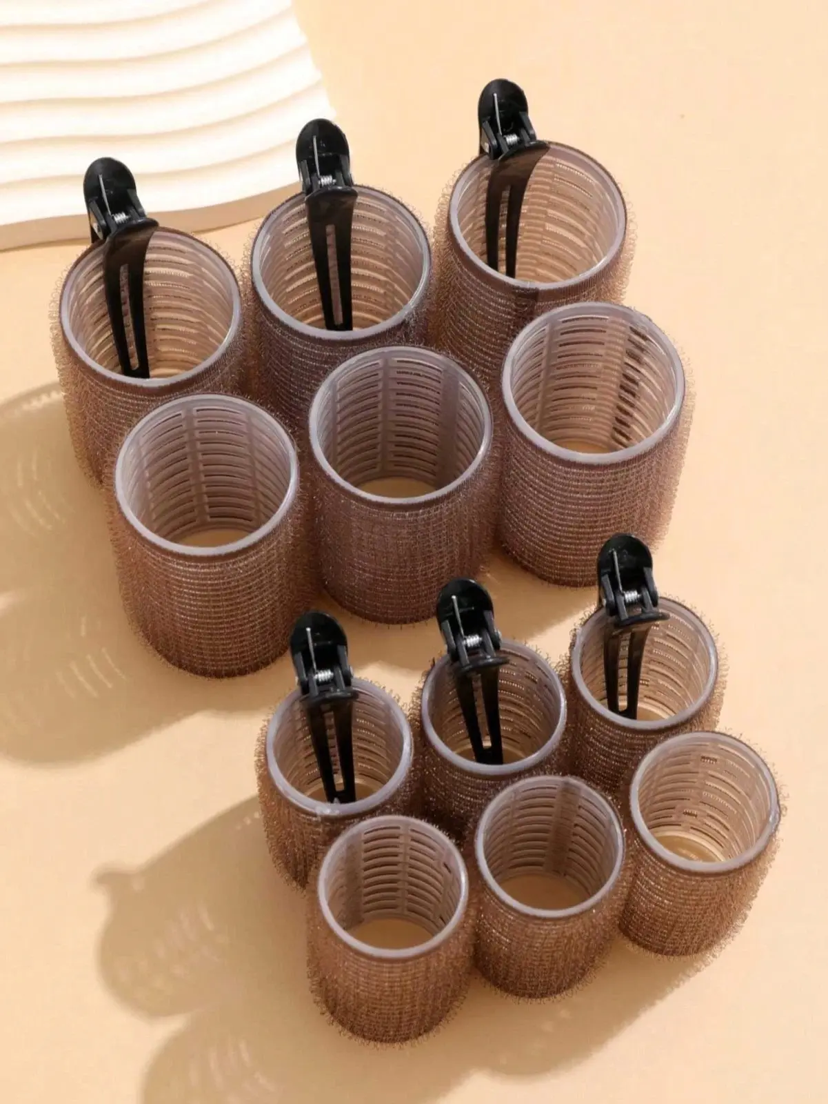 Heatless Hair Curling Rollers, 18Pcs Black/Brown Self-Grip Rollers for Salon-Quality Curls at Home rods comb