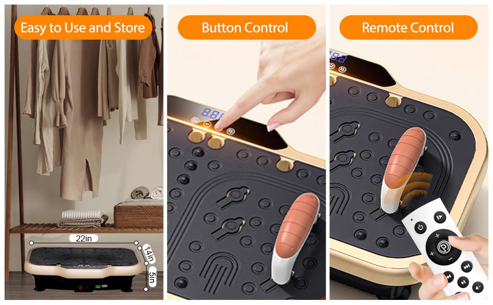 Vibration Plate Exercise Machine with 330-440LBS Capacity – 180 Levels, 5 Modes, 22in Wide, Remote & Button Control, Pull Straps & Push-Up Grips, Full Body Workout Platform for Home Gym Outdoorfun