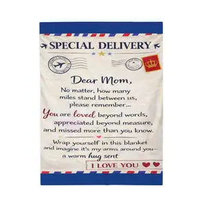 Dear Mom postcard poem Velveteen Plush Blanket | I Love You message blanket