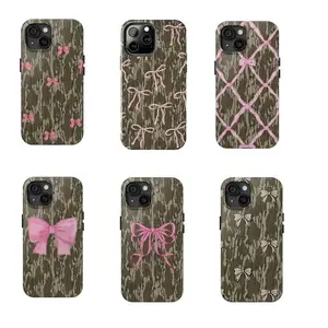 Bottomland Camo Pink Bow Ribbon Tough Phone Case, Gifts for Her, Hunting Gifts, Duck Hunting, Accessories Protection