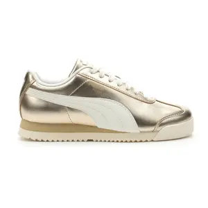 PUMA Womens Roma Chrome Metallic Lace Up Sneakers Shoes Casual - Gold