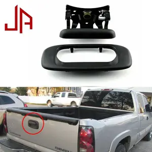 1999-2007 Chevy Silverado GMC Sierra Tailgate Door Handle & Bezel Textured BLACK