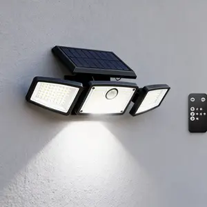 Solar LED Flood Lights with Remote – 2 Pack Motion Sensor Security Lights for Garage, Driveway & Backyard