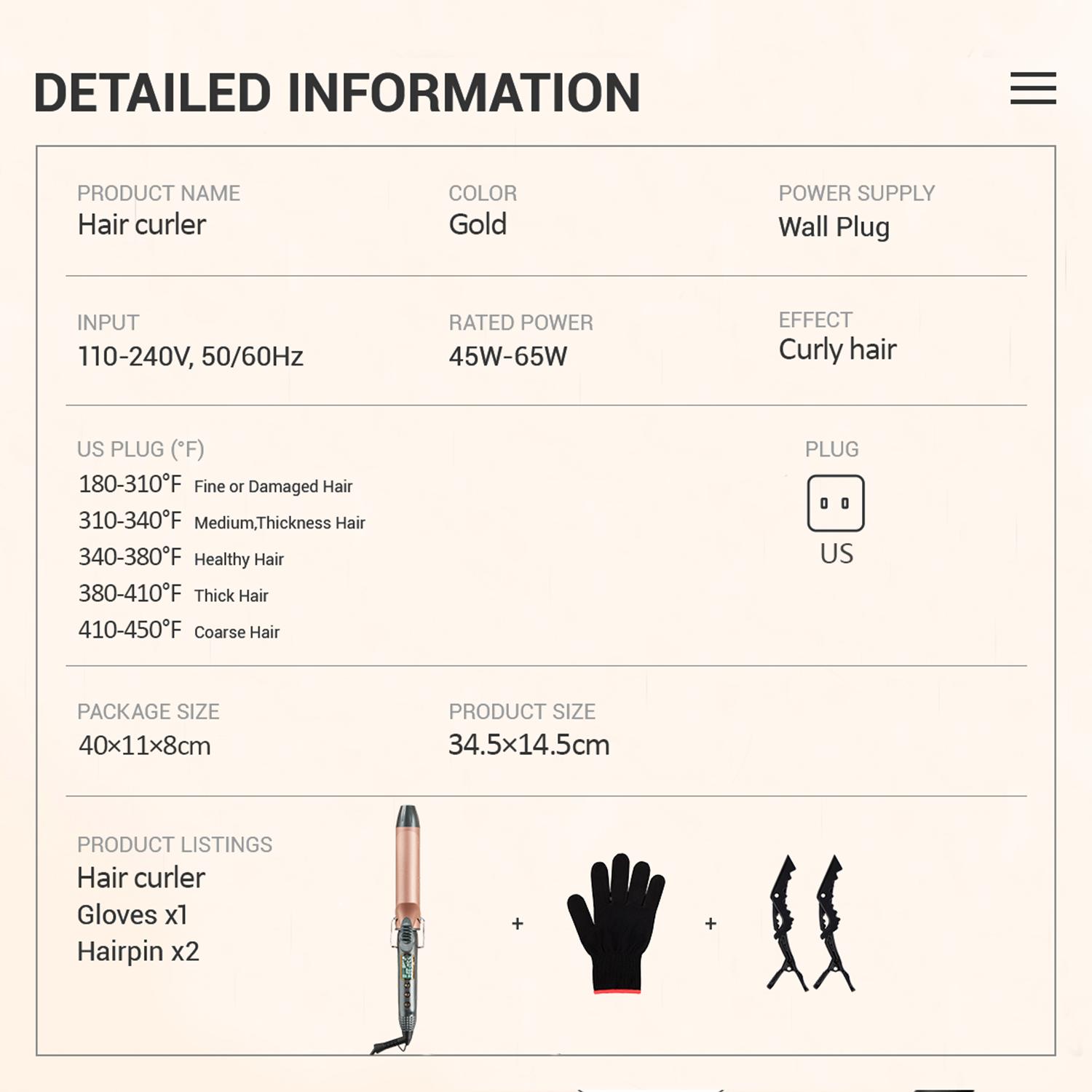 Thirtek 1/1.25/1.5 Inch Curling Iron with Ceramic Tourmaline Barrel, Curling Wands with 15 Temps for All Hair Types Long-Lasting, Smooth Salon Finish, 60-min Auto Shut-Off, Dual Voltage Hair Curler Adjustable planchas de cabello plancha de cabello
