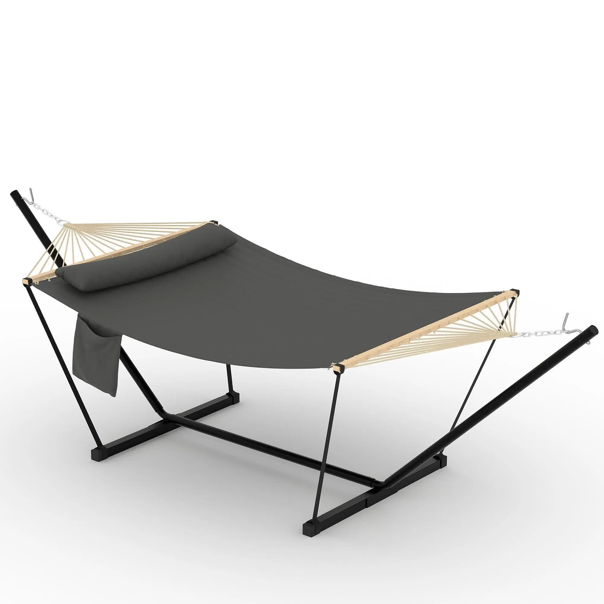 Gaomon Fabric 2-Person Double Hammock with Sturdy Adjustable Steel Stand, Heavy-Duty Easy-Setup Portable Outdoor Hammock for Patio, Garden