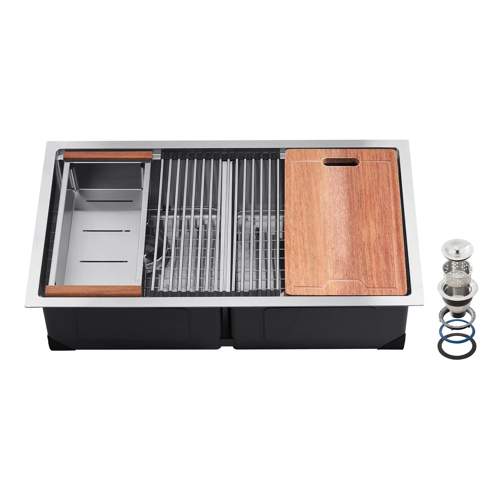 【Summerfinds】33" Kitchen Sink Undermount Double Bowl Drop-In Basin Stainless Steel Bar