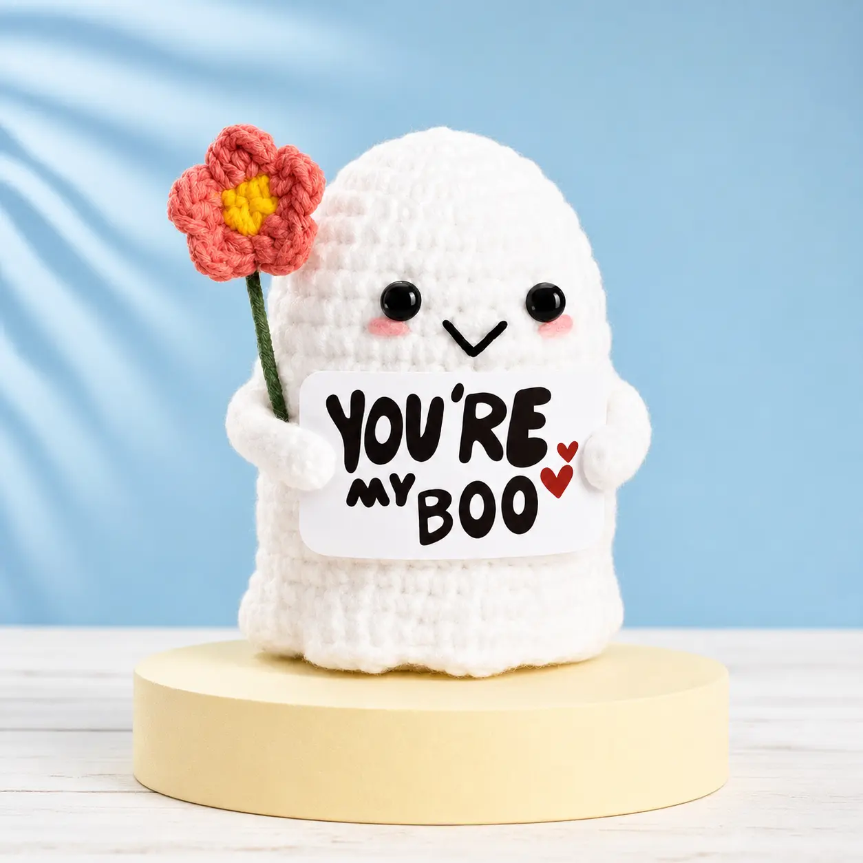 You're My Boo Crochet Ghost Plush Toy, Cute Handmade Ghost Stuffed Animal, Romantic Couple Gift for Husband Wife, Halloween, Anniversary, Valentine's Day, Birthday Gift