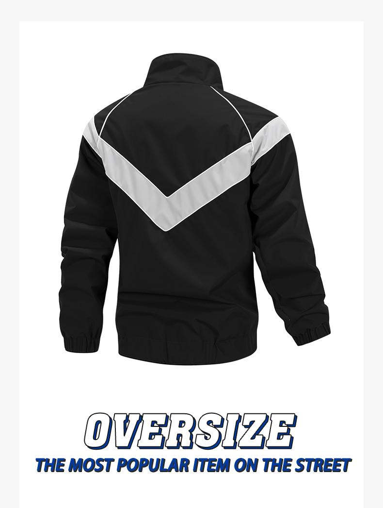 Men's Casual Stand Collar Jacket Features contrasting color trim detailing Windproof and abrasion-resistant surface Ideal for cycling, streetwear, and everyday casual wear Perfect layering piece for outerwear Streetwear apparel Coats Long Sleeve Menswear
