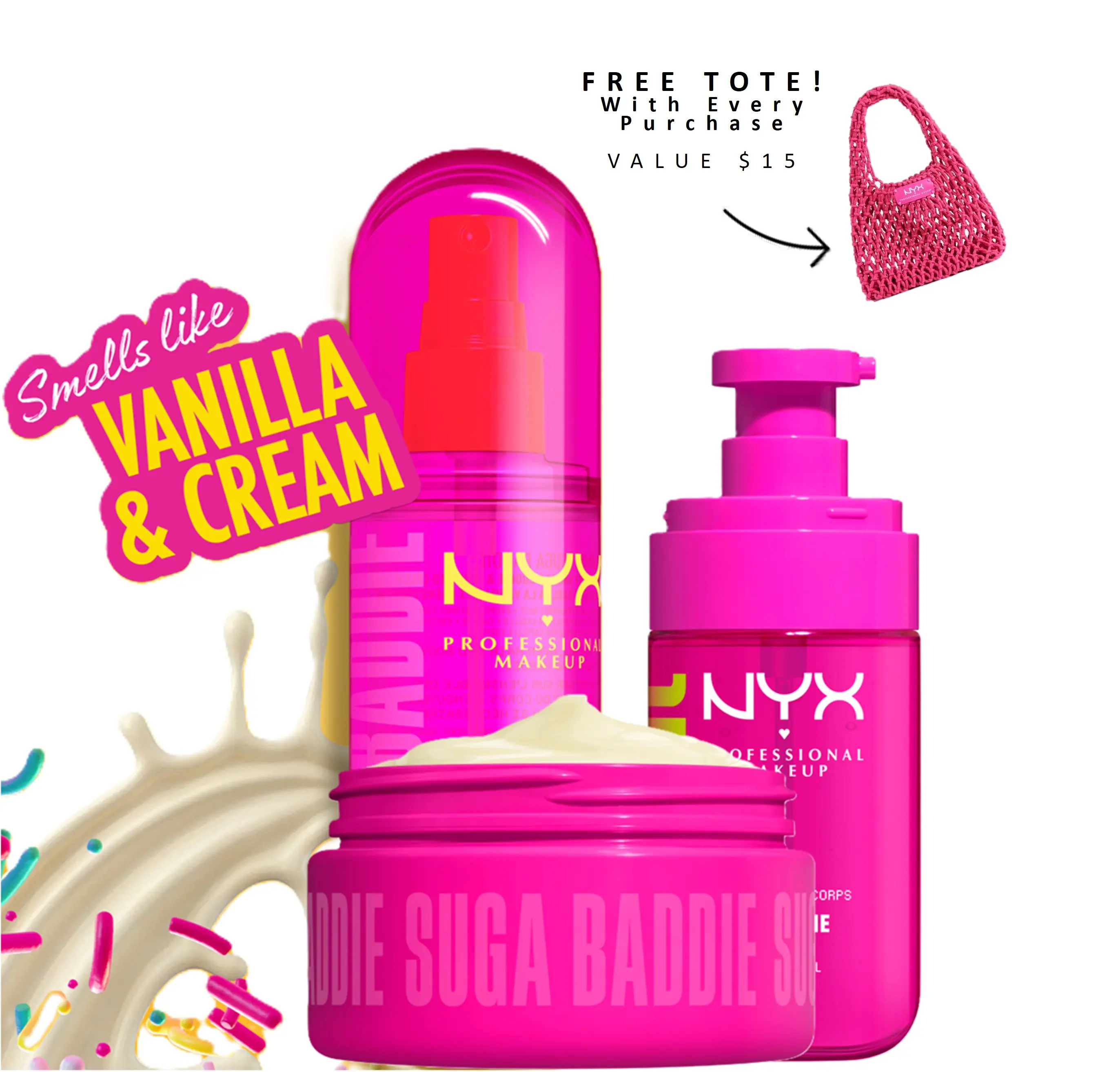 [NEW] Suga Baddie Ultimate Body Care Set, Shimmer Body Oil + Whipped Body Butter + Hair & Body Mist, 24H Hydration— NYX Professional Makeup