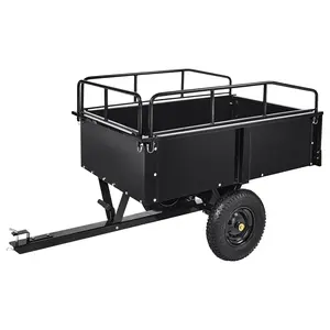 Garvee Heavy Duty Steel Utility Garden Cart with 15 Cu Ft Flatbed, 900 Lb Capacity, Tow Handle, Foot Pedal Dump, and Removable Sides for Efficient Outdoor Lawn and Yard Work