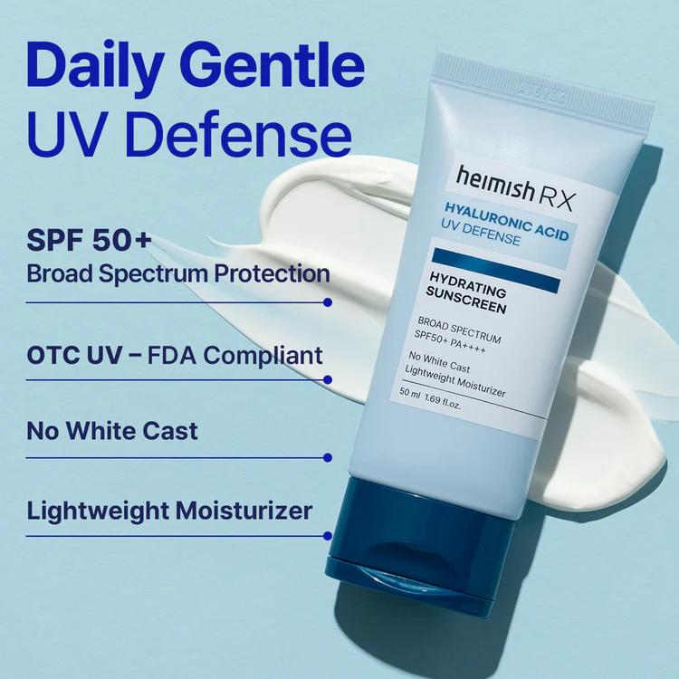 [HEIMISH RX] Hyaluronic Acid Hydrating Sunscreen 50ml/ 1.69 fl. oz, Daily Sunscreen For Face, SPF 50, No White Cast, Lightweight, Fast-absorbing