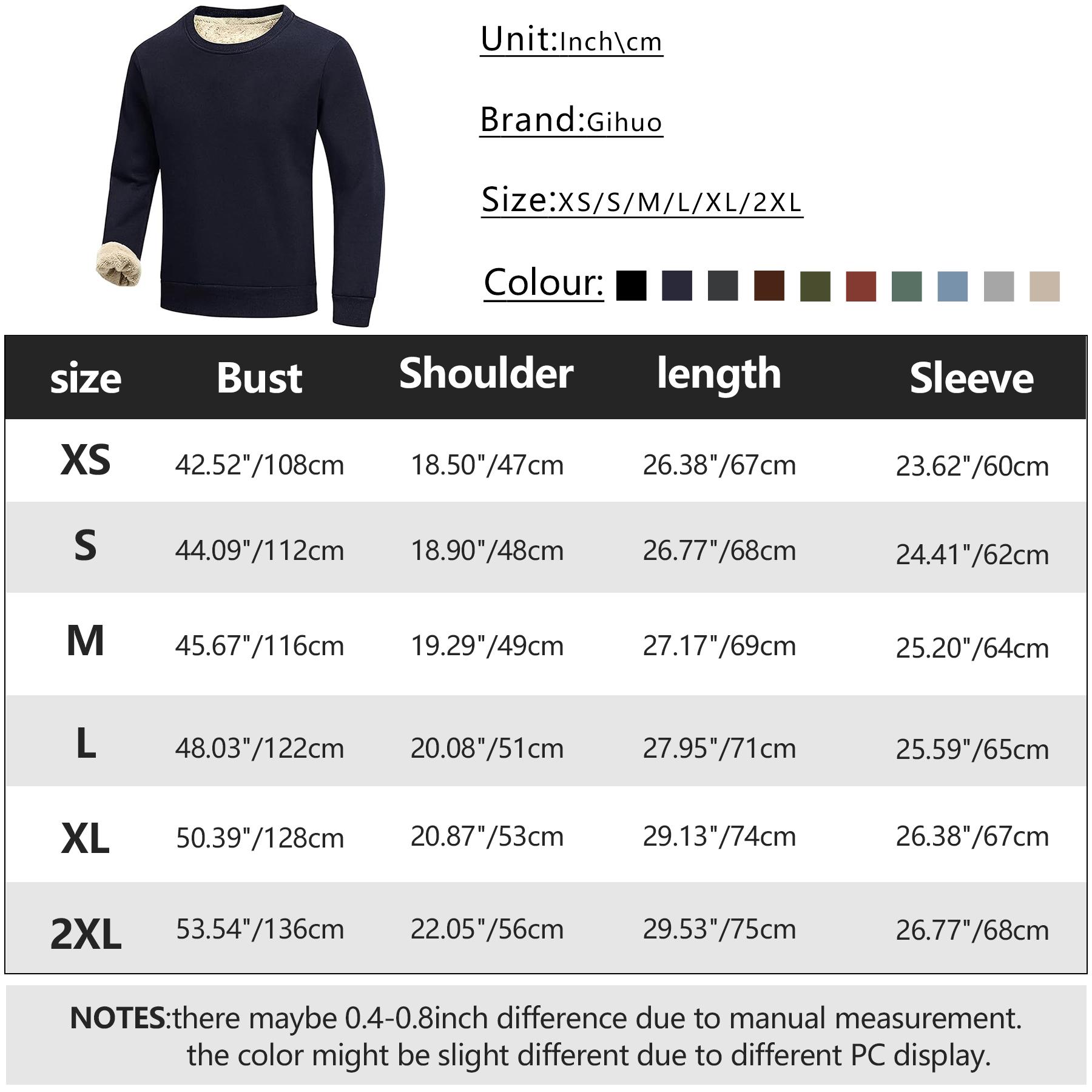 Gihuo Unisex Men's Warm Crewneck Sherpa Lined Fleece Sweatshirt - Classic O Neck Design, Comfortable Ribbed Cuffs & Hem, High-Quality Cotton & Sherpa Lining, Machine Washable, Casual Streetwear, Long Sleeve Knitted Jackets