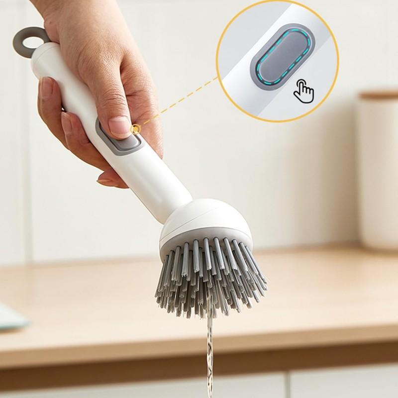 Pro Adjustable Soap Dispenser Scrubber Brush, Long Handle Cleaning Wand for Effortless Dish Washing, Deep Cleans Kitchen Pots, Sinks, Tiles & Glass Surfaces Pro Adjustable Soap Dispenser Scrubber Brush, Long Handle Cleaning Wand for Effortless Dish Washing, Deep Cleans Kitchen Pots, Sinks, Tiles & Glass Surfaces