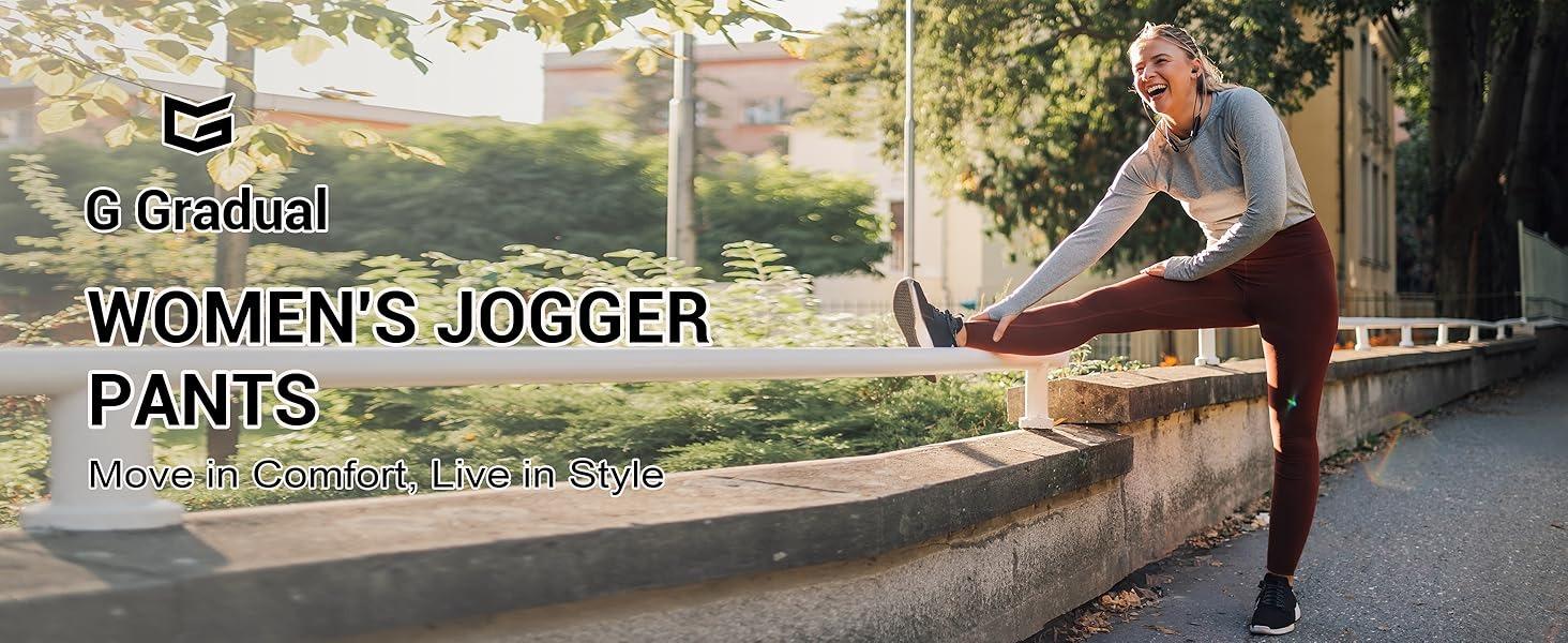 G Gradual Women's Joggers High Waisted Loose Leggings for Women Lightweight Stretchy Casual Sweatpants with Pockets Yoga Pants Gym Outfits, Workout, Athletic, Lounge