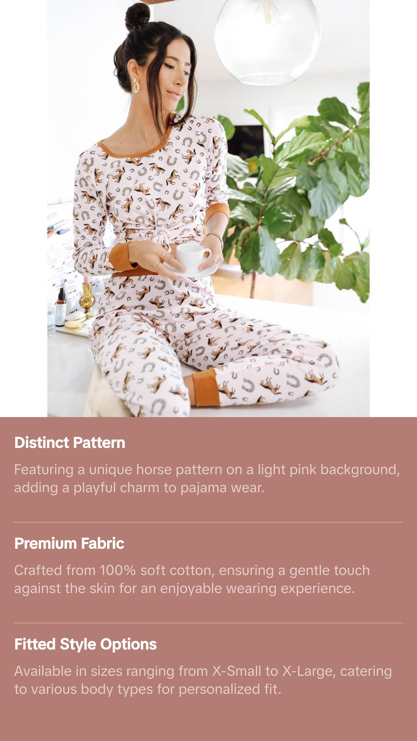 Women's Light Pink Horses Pajamas