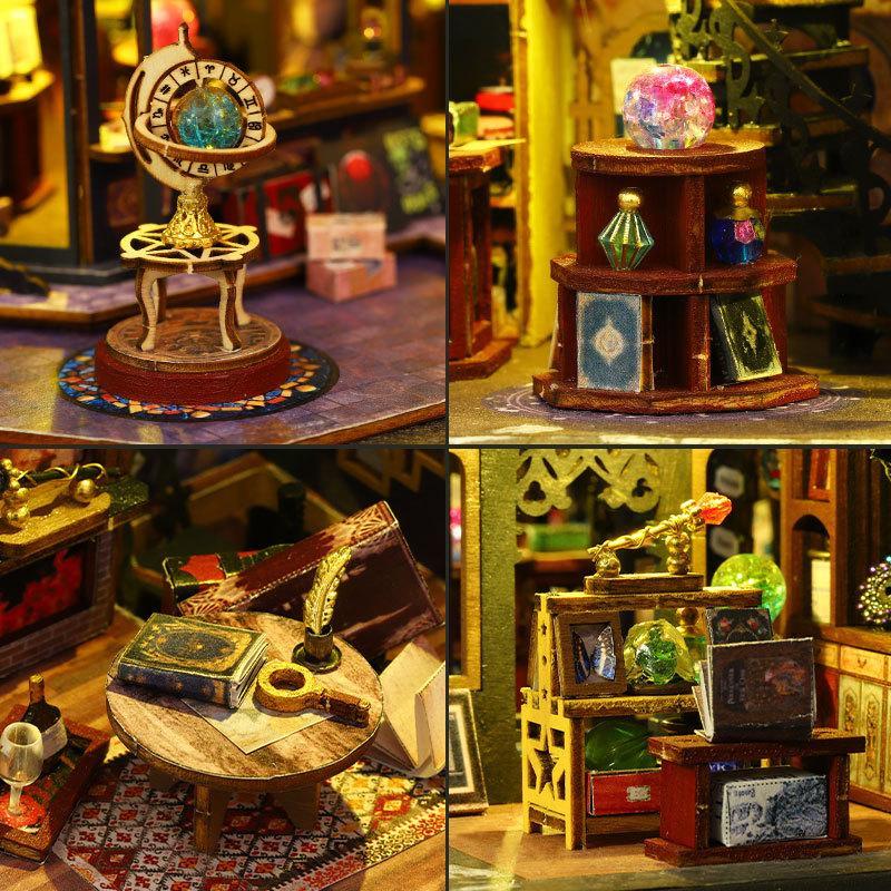 Creative Miniature Wooden House Kit – DIY Holo Magic City Craft Model with LED Light, Unique Book Nook Design for Home Decor