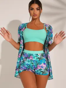 Vacation Ready Tropical Print 3 Piece Swimsuit Set for Beach & Pool 2026