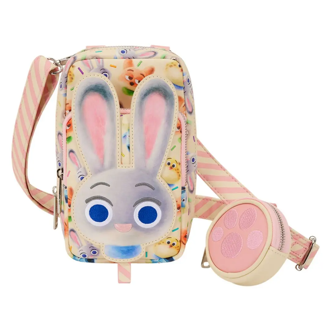 Loungefly Disney Zootopia 2 Judy Hopps Cotton Candy Cosplay Women's Casual Lightweight Crossbody Bag - Cell Phone Holder with Attached Coin Pouch, Casual Crossbody Bag, Casual Lightweight Bag
