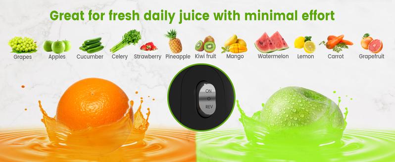 Cold Press Juicer, 6.5" Wide Feed Chute Juice Extractor Machine with Handle, High Juice Yield, 350W Professional Slow Masticating Juicer for Whole Vegetables & Fruits, Easy to Clean for Batch Juicing