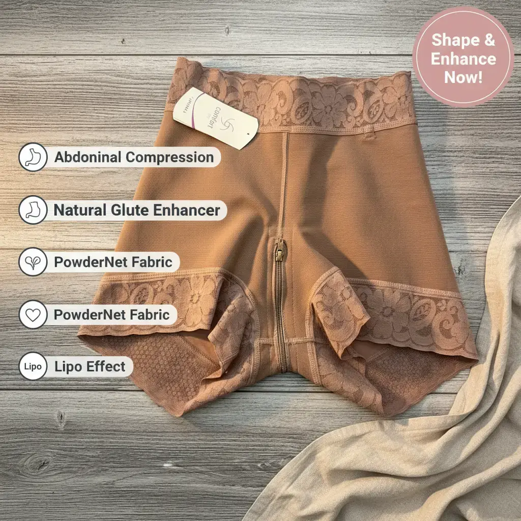 822 Cachetero Panty Compression Shapewear with Lipo Effect for Abdominal Compression & Natural Glute Enhancement Powernet Fabric for Comfort & Style