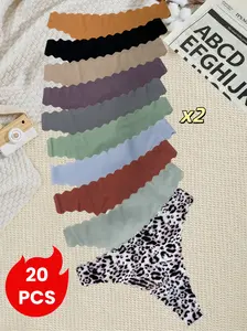 W 20-Pack Women's Sexy Seamless Thongs – Low-Rise, Lightweight & Breathable, Comfortable Snug Fit, No Pinching, Ideal for Daily Wear, Four-Season Versatile, Basic Style, Women's Stylish Lingerie, underwear for women, panties, Athletic, Activewear,everyday