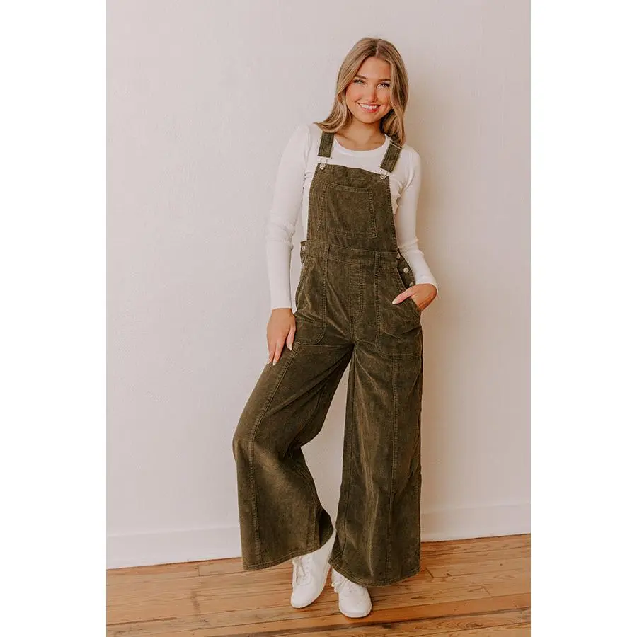 Pick Of The Patch Corduroy Overalls in Olive