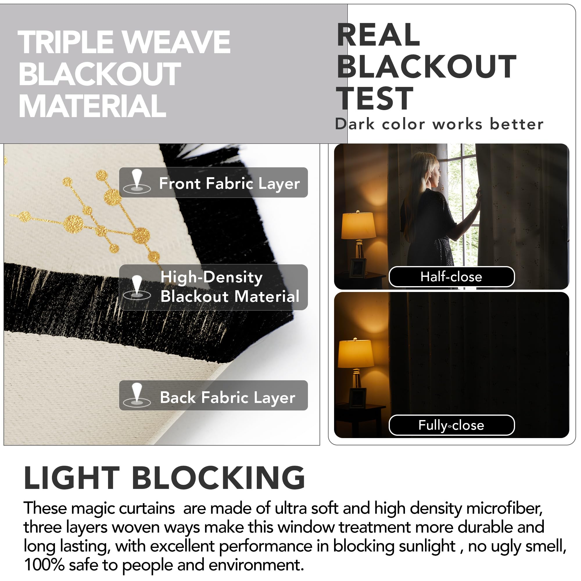 Blackout Curtains 2 Panels for Bedroom, Constellation Pattern Foil Printed Curtains, Light Blocking Curtain living curtains Blackout Curtains 2 Panels for Bedroom, Constellation Pattern Foil Printed Curtains, Light Blocking Curtain living curtains