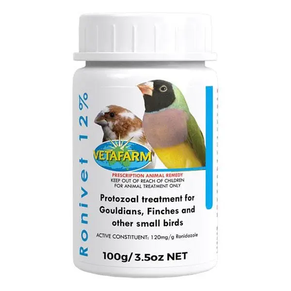 Ronivet 12% Powder Dissolvable Mix - Effective Bird Remedy for Small Birds, Treats Pigeons, 100g Healthcare Solution
