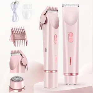 Multipurpose Bikini Razor and Face Shaver - Waterproof Electric Hair Removal Device | 2-In-1 for Home Use - Rechargeable Lithium Dual-Head Electric Hair Trimmer for Women | 1pc | USB Charging - Rechargeable | Body, Arms, Thighs Electric Shaver