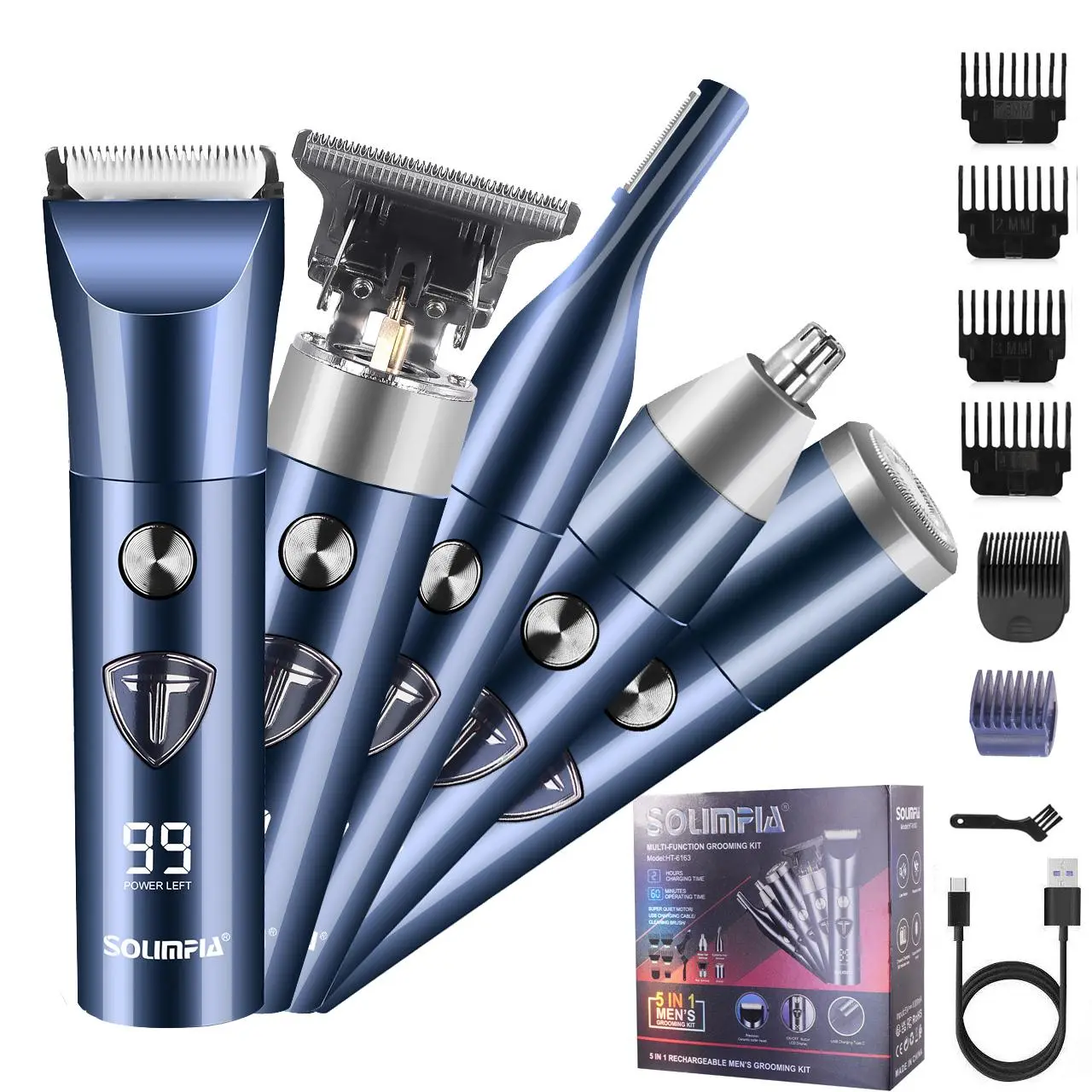 5 in 1 Men's Grooming Kit, Wireless Hair Trimmer Set with Electric Shaver, Beard and Nose Hair Trimmer, Great Gifts for Men, Cordless Trimmer Set