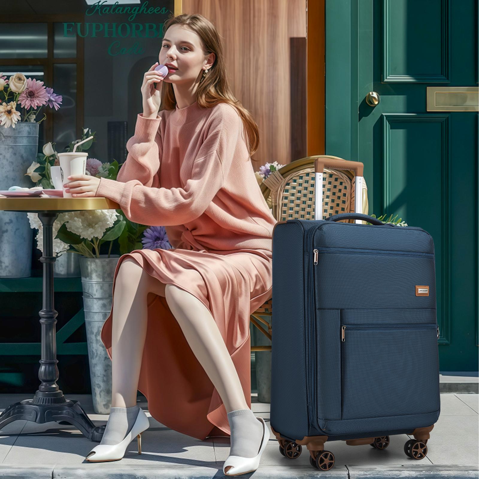 Multi Compartment 4 Piece Expandable Luggage Collection with New Silent Spinner Wheels TSA Locks(16in 20in 24in 28in)