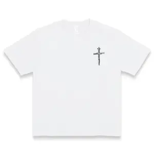 Tee For Men Casual Streetwear Style Black Cross Design Soft Cotton Comfortable Daily Wear Minimalist Graphic Tee