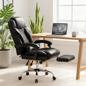 Raybee Gaming Chair Comfy Office Chair with Footrest, 145° Reclining Padded Big and Tall Computer Chair, High Back 3D Saddle Shaped Cushion for Back Pain Relief, Height & Armrest Adjustable Executive Desk Chairs, 400 LBS Capacity Furniture